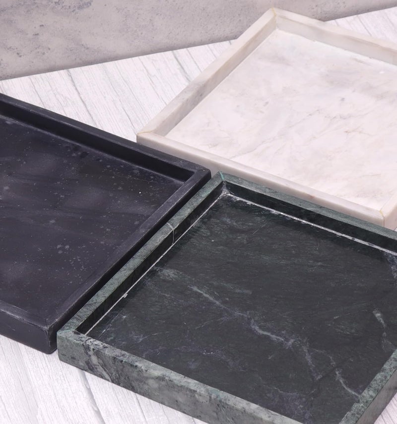 DECORAGE Marble Square Vanity Tray – Bathroom Countertop & Dresser Tray for Women | Elegant Decorative Organizer for Makeup, Jewelry, Perfume & Skincare – (White, 10 X 10 Inch) - Image 3