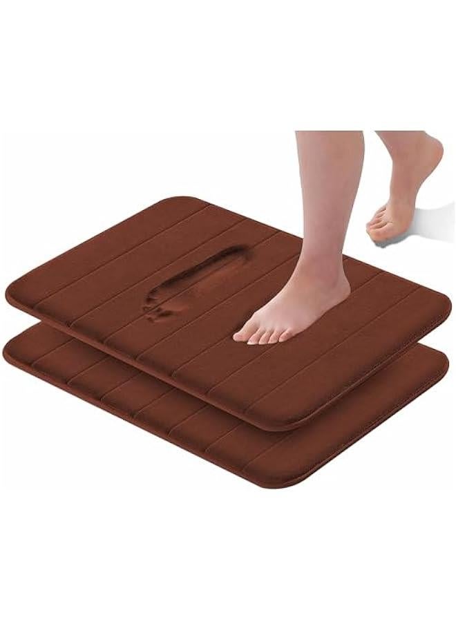 HOOKOR Memory Foam Bath Mat, Non-Slip Back, 40x60 cm Fleece Softness, Highly Absorbent, Bathroom Carpet, Super Soft Microfiber Bath Rug, Rectangle, Easy to clean Mat (Brown) - Image 1