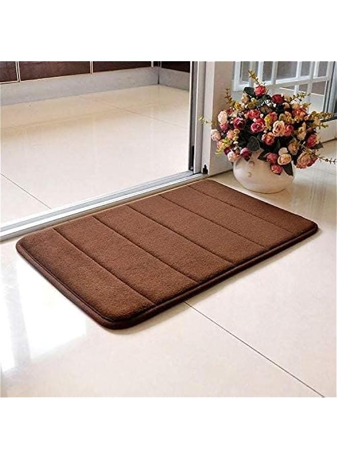 HOOKOR Memory Foam Bath Mat, Non-Slip Back, 40x60 cm Fleece Softness, Highly Absorbent, Bathroom Carpet, Super Soft Microfiber Bath Rug, Rectangle, Easy to clean Mat (Brown) - Image 2