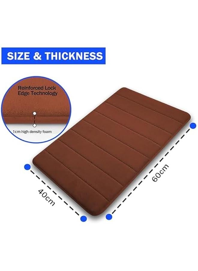 HOOKOR Memory Foam Bath Mat, Non-Slip Back, 40x60 cm Fleece Softness, Highly Absorbent, Bathroom Carpet, Super Soft Microfiber Bath Rug, Rectangle, Easy to clean Mat (Brown) - Image 3