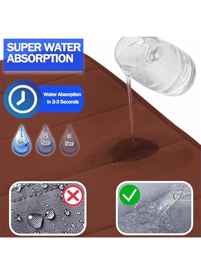 HOOKOR Memory Foam Bath Mat, Non-Slip Back, 40x60 cm Fleece Softness, Highly Absorbent, Bathroom Carpet, Super Soft Microfiber Bath Rug, Rectangle, Easy to clean Mat (Brown) - Image 5