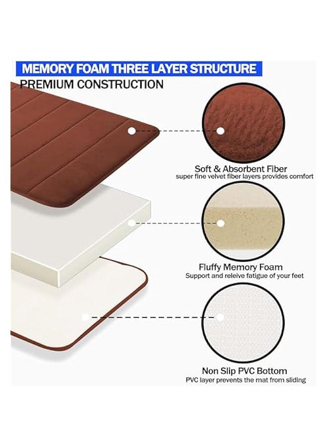 HOOKOR Memory Foam Bath Mat, Non-Slip Back, 40x60 cm Fleece Softness, Highly Absorbent, Bathroom Carpet, Super Soft Microfiber Bath Rug, Rectangle, Easy to clean Mat (Brown) - Image 4