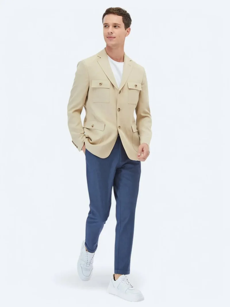 كيب جاكيت بيج سادة بقصة عصرية