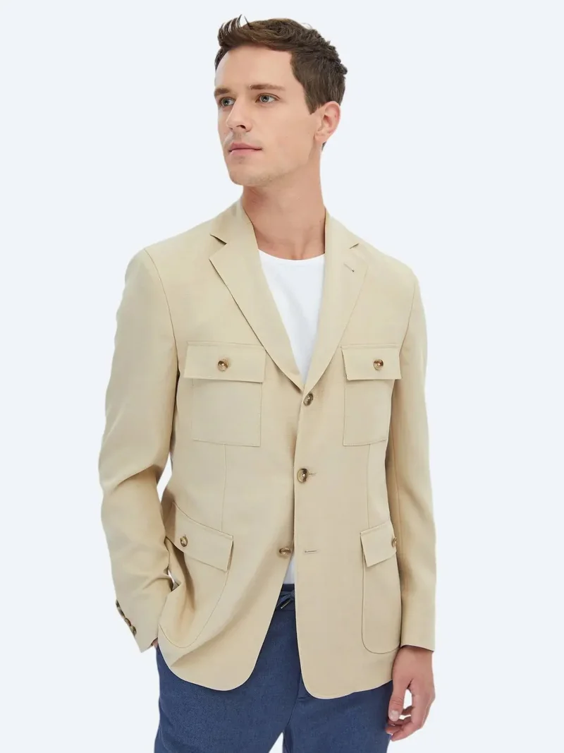 كيب جاكيت بيج سادة بقصة عصرية