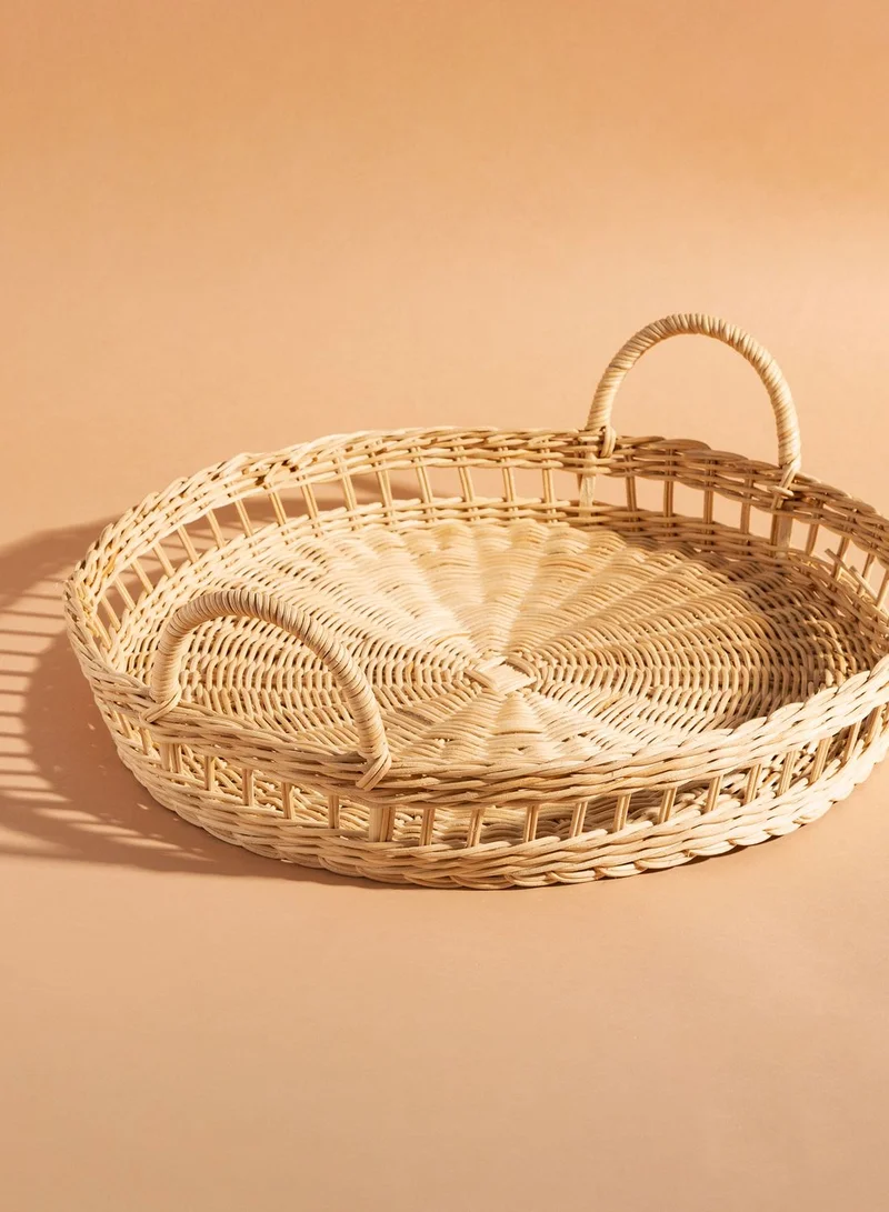 Sass & Belle Decorative Round Rattan Tray