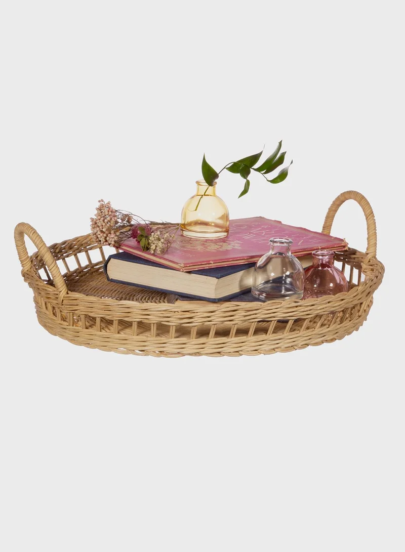 Sass & Belle Decorative Round Rattan Tray