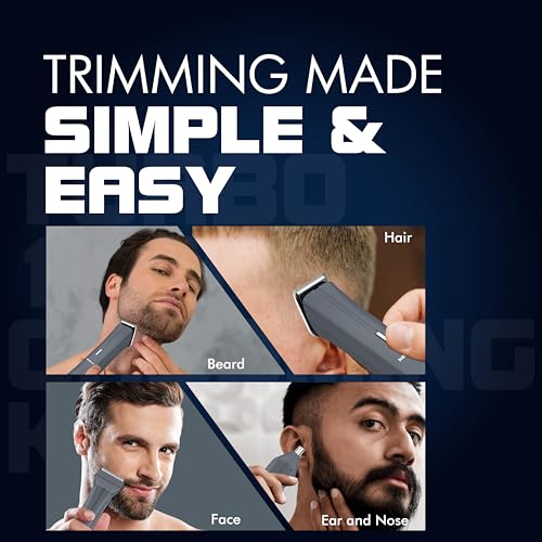 Havells Turbo 10 In 1 Grooming Kit | Hair Trimmer,Face, Ear & Nose |No Nicks & Cuts |LED Indicator| Upto 90 Min Quick Charge| 2 Year Guarantee| GS6110 (Grey) - Image 4