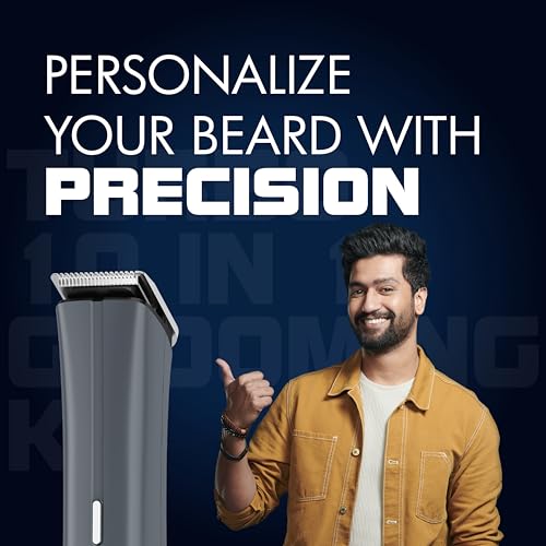 Havells Turbo 10 In 1 Grooming Kit | Hair Trimmer,Face, Ear & Nose |No Nicks & Cuts |LED Indicator| Upto 90 Min Quick Charge| 2 Year Guarantee| GS6110 (Grey) - Image 5