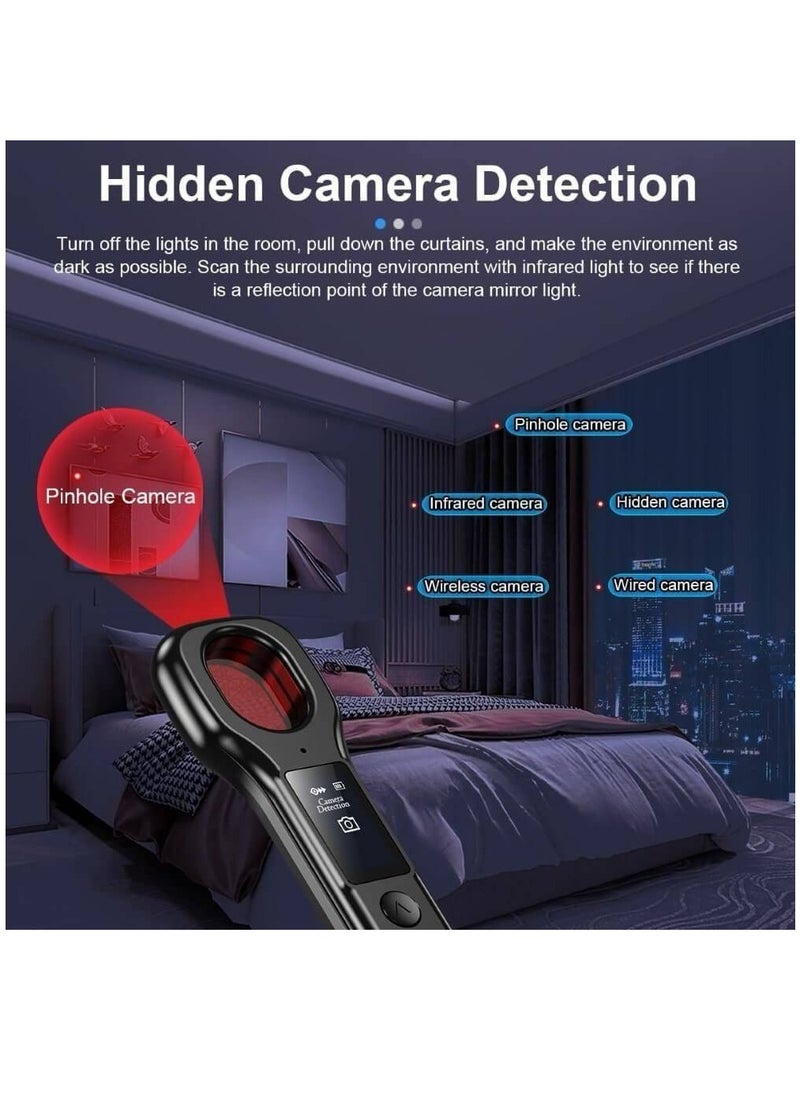 Rabos - New Design Hidden Camera Detectors, Aunty Hidden Detection Devices, Car GPS Tracker Detector, Wireless Signal Anti-Sneak Anti-Monitoring Scan Tracker Detector IR Camera Detector Black - Image 1