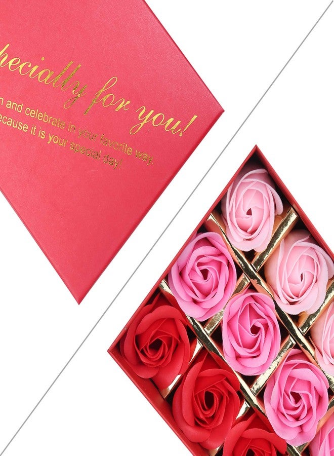 Rotumaty 18 PCS Floral Scented Bath Soap Rose Flower Petals, Plant Essential Oil Rose Soap Set, Best Gifts for Her Women Girls Mom Lover Birthday Valentine Christmas (Red) - Image 2
