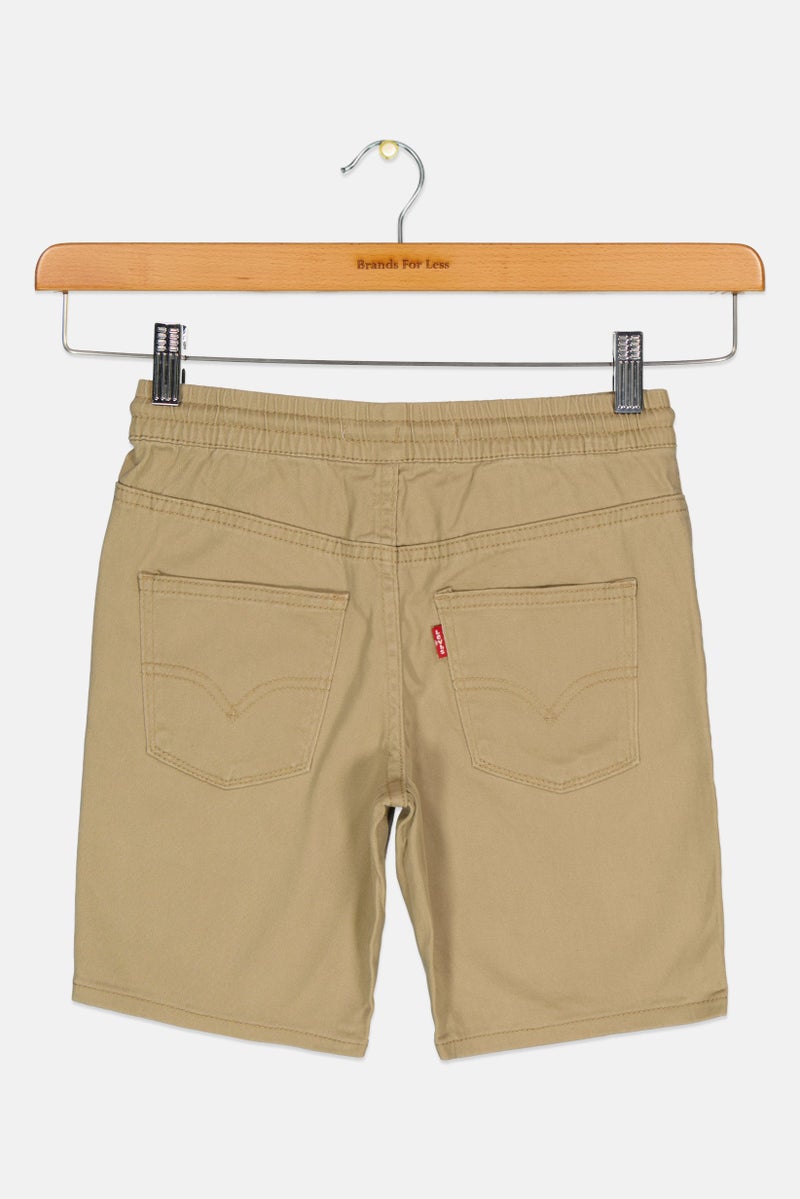 Levi's Kids Boy Drawstring Solid Shorts, Tan  - Image 2