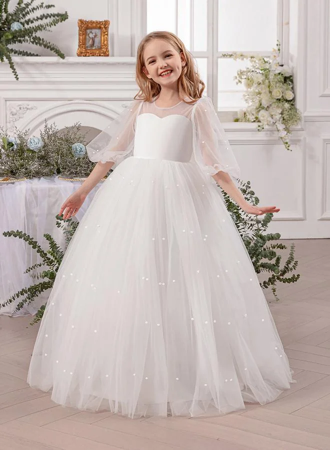 Take Two Faux Pearl Detail Bow Tie Deep V-Back Dress