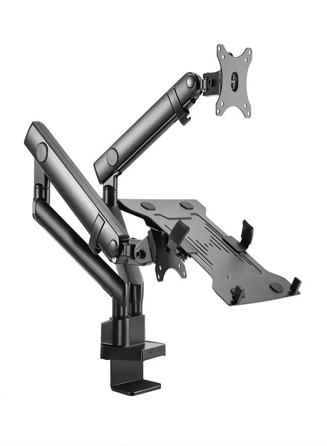 Skill Tech SH20 C024ML Aluminum Slim Spring-Assisted Monitor Arm with Laptop Holder for 17"-32" Screens, VESA 100x100, 8kg Load Capacity – Black - Image 2