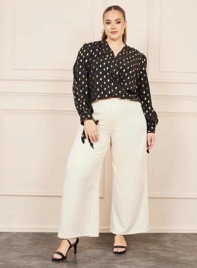 Styli Styli Foil Print Tie Sleeves Wrap Style Top - Image 2