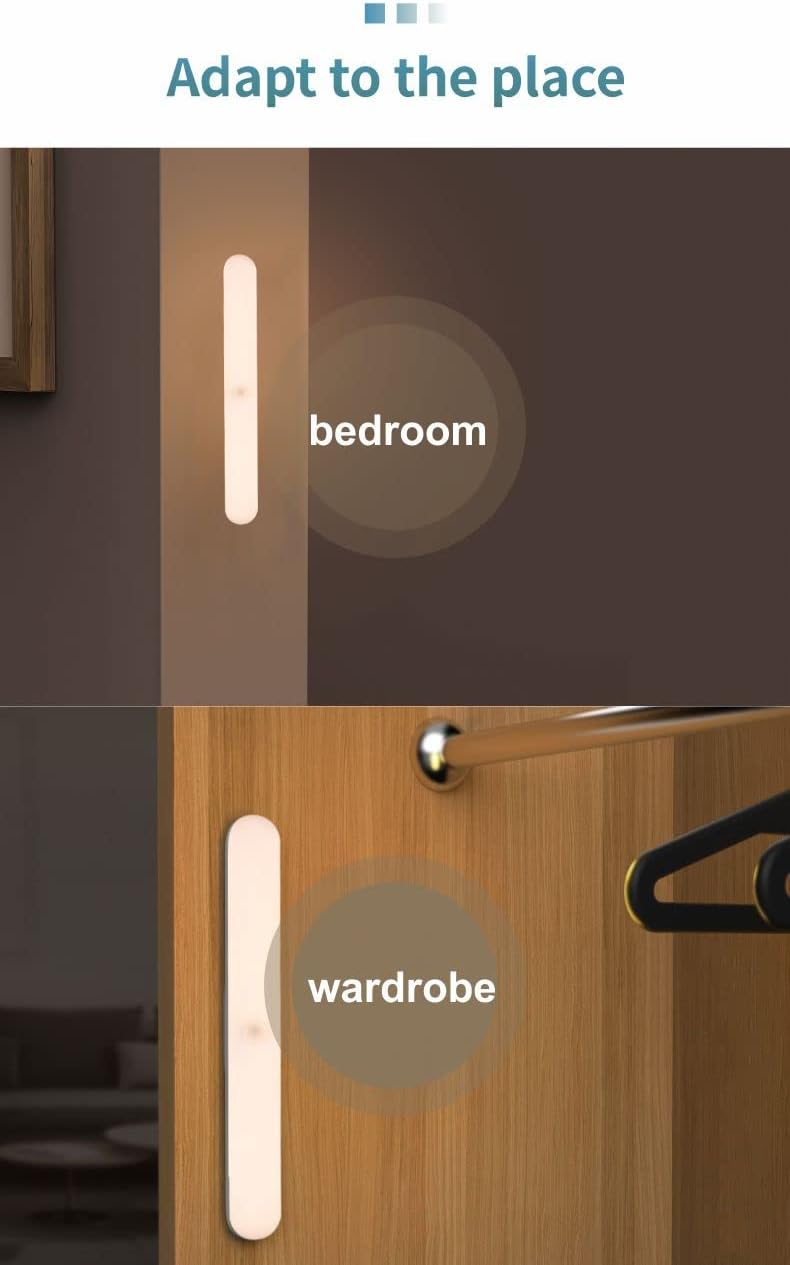 Click N Pick Home Stylo® Pack of 2 Under Cabinet Motion Sensor Lights - USB Rechargeable Closet Lights - Cordless Warm White LED Lights - Indoor Lights for Kitchen, Wardrobe, Stairway, Hallway, Garage and Bedside - Image 5