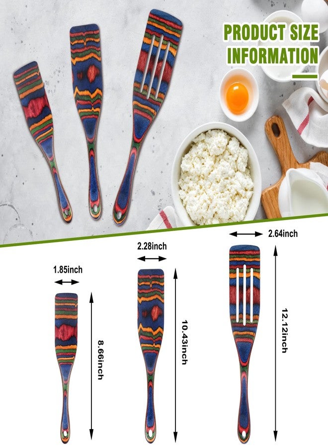 MYRAINBOW Spurtle Set, Wooden Utensils for Cooking, Kitchen Utensils Set, Pakkawood Kitchen Cooking Utensils Set, Apartment Essentials Wood Serving Spatula spoon, Home & kitchen Gift for Women & Men - Image 2