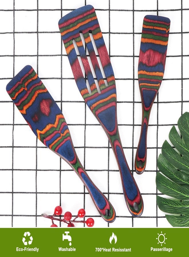 MYRAINBOW Spurtle Set, Wooden Utensils for Cooking, Kitchen Utensils Set, Pakkawood Kitchen Cooking Utensils Set, Apartment Essentials Wood Serving Spatula spoon, Home & kitchen Gift for Women & Men - Image 5