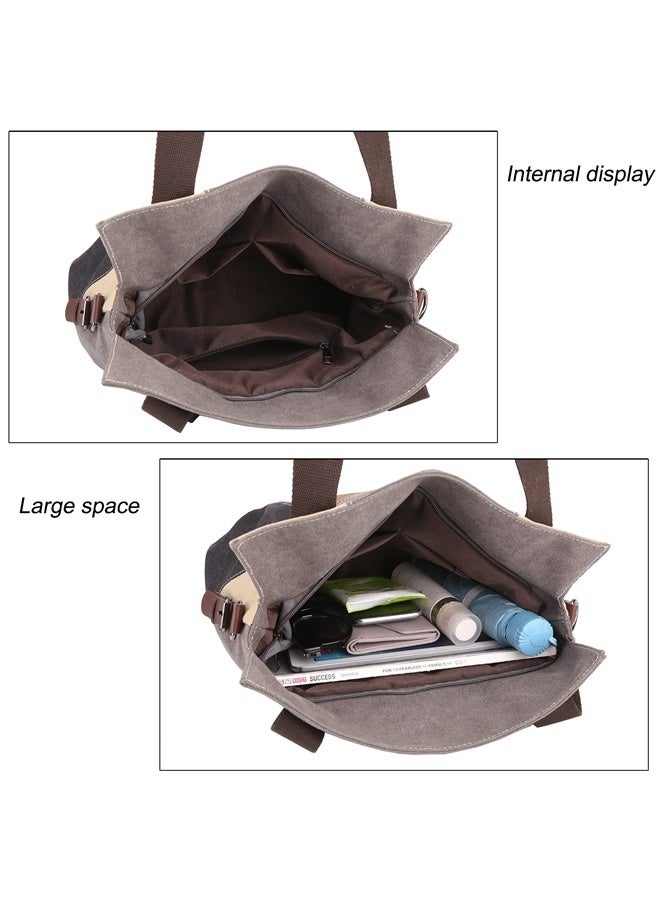 Women's Canvas Handbags Tote Purse for Work,Medium Casual Multi Pocket Crossbody Tote Bag with Shoulder Strap  - Image 4