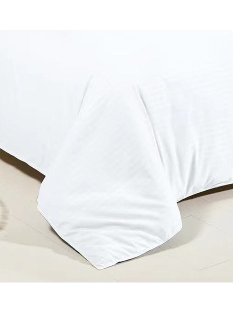 LIMOS - Bed Sheet Set 100% Soft Brushed Cotton Duvetcover Fitted Sheet and 4 Matching Pillowcase 6Pcs(White) - Image 1