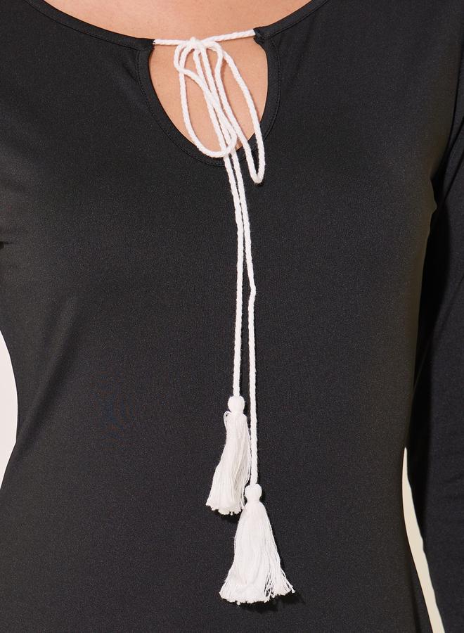 Take Two Knitted Tie-Up Neck Bodycon Midi Dress - Image 5