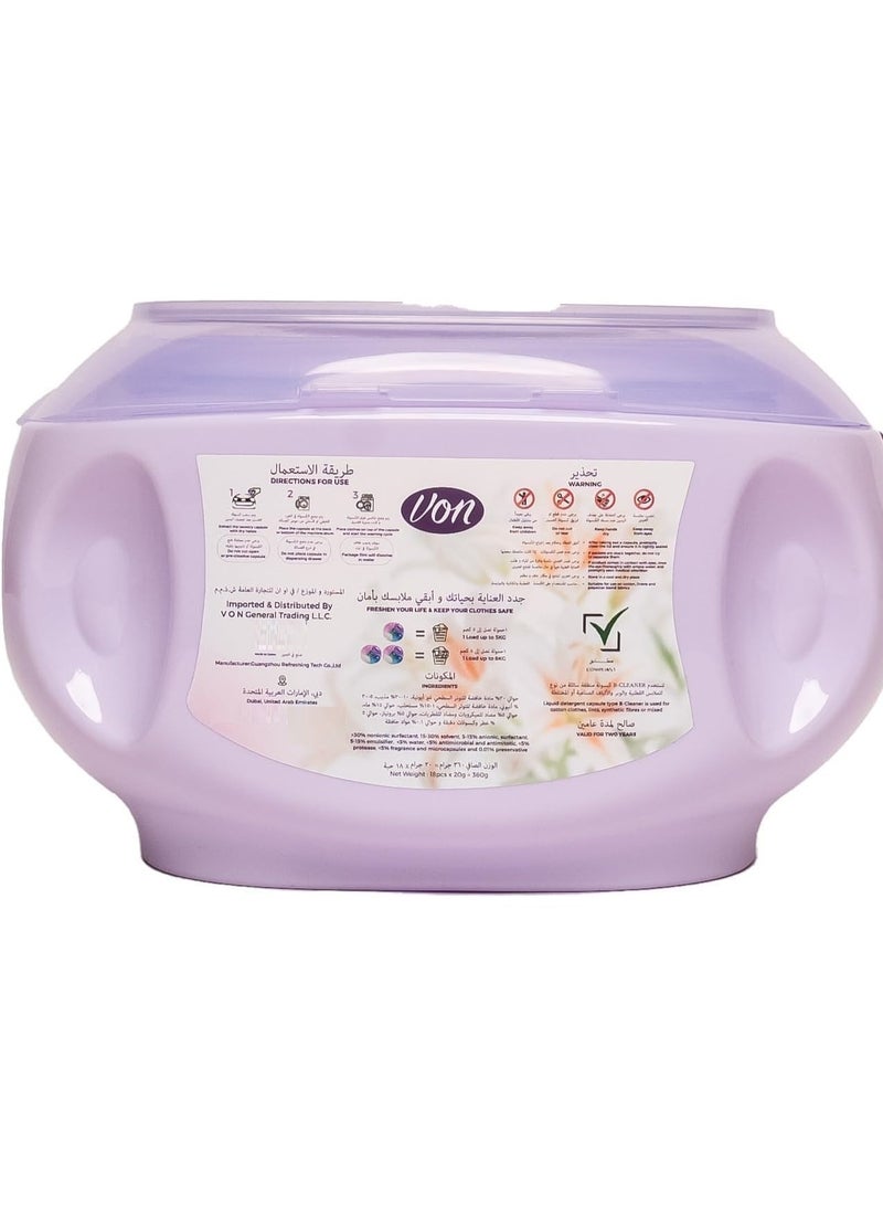 VON 5 In 1 Laundry Capsules Lily Scent 18 Capsules 360 G - Image 2