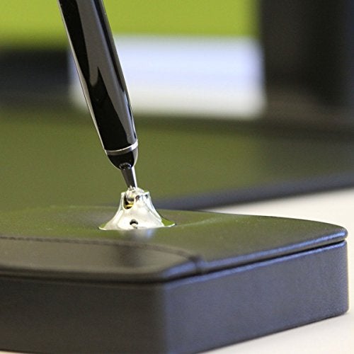 Dacasso Black Leather Single Silver Trim Pen Stand - Image 2