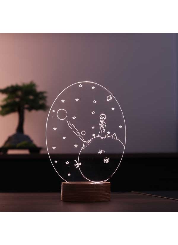 By-Lamp Little Prince LED Table Lamp Wooden Base 7 Different Light Colors  - Image 1