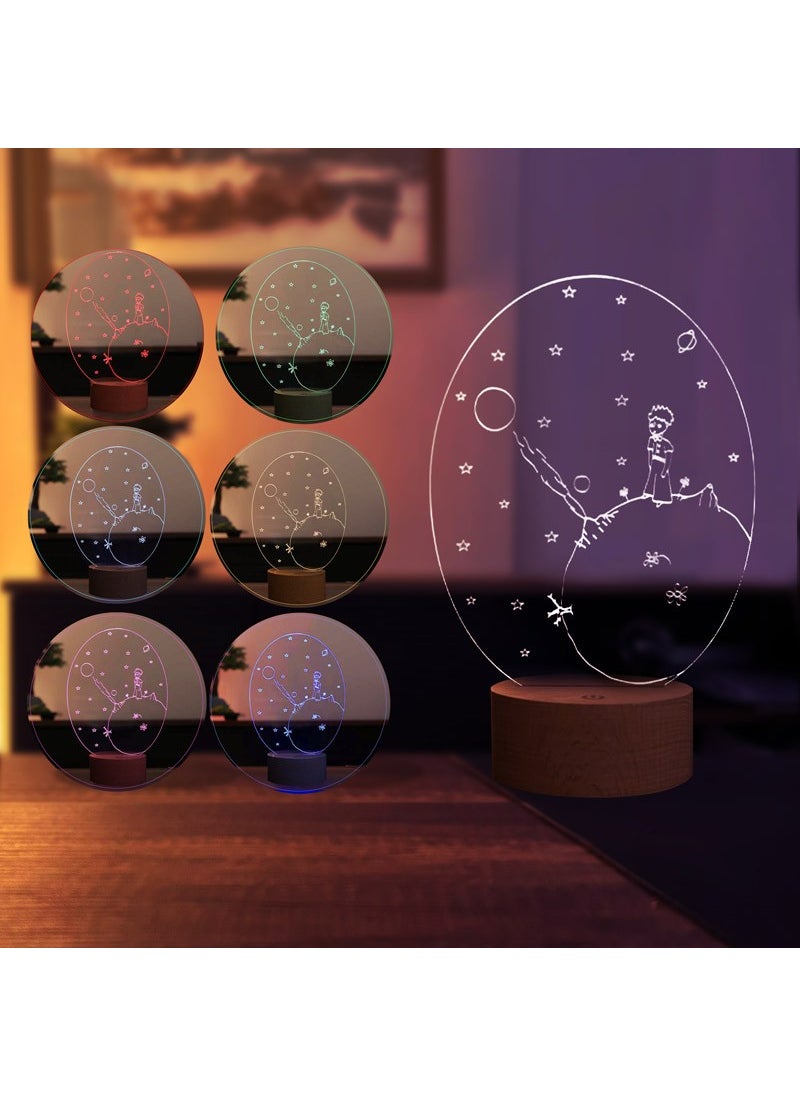 By-Lamp Little Prince LED Table Lamp Wooden Base 7 Different Light Colors  - Image 2