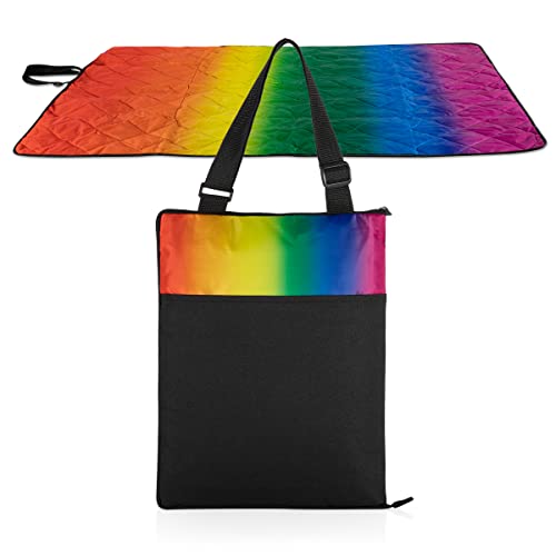 PICNIC TIME ONIVA  a Picnic Time brand  Vista Outdoor Picnic Blanket  Tote  Beach Blanket  Camping Blanket Rainbow with Black
