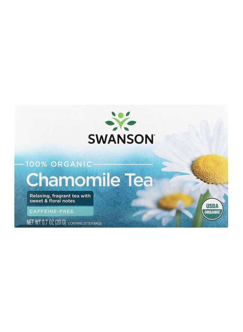 Swanson, 100% Organic Chamomile Tea, Caffeine Free, 20 Tea Bags, 0.7 oz (20 g)