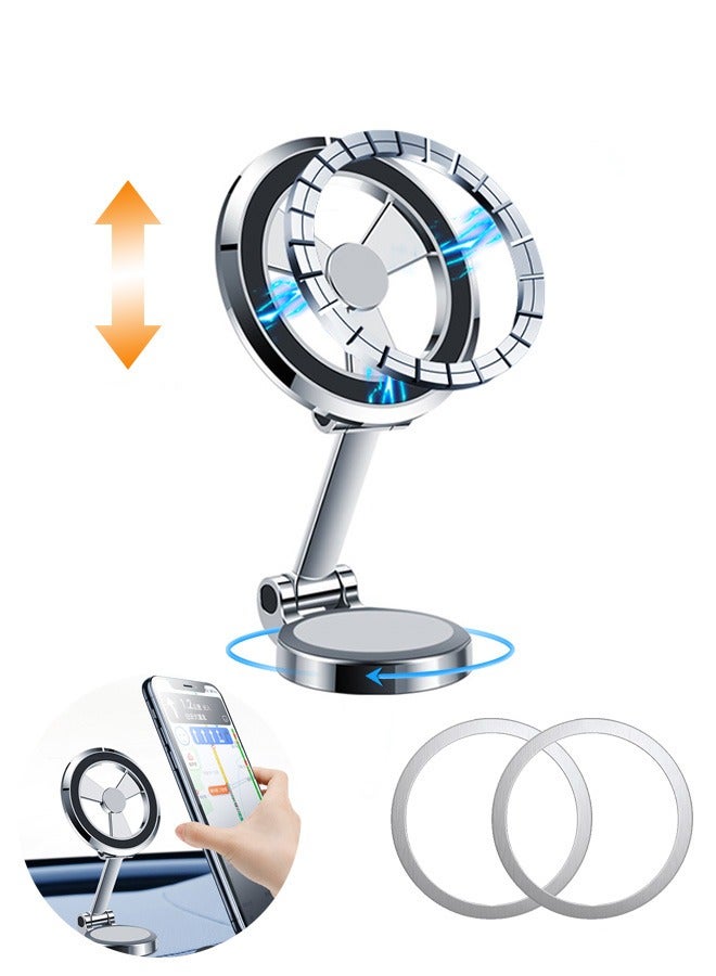 زوريا Magnetic Suction Car Mobile Holders, 360° Rotation Car Phone Mount, with Metal Ring (Silver) - Image 1