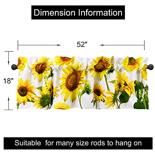 CANVASBEE Yellow Sunflowers Kitchen Valances for Windows Farmhouse Valance Rod Pocket 52"x18" Curtain White Valances for Cafe Living Room Bath Room 1 Panel - Image 5