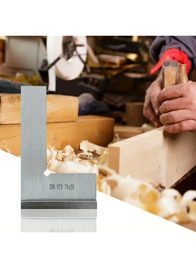 75x50mm Precision Carbon Steel Machinist Square 90 Degree Right Angle Ruler With Seat For Woodworking Engineering - Image 2