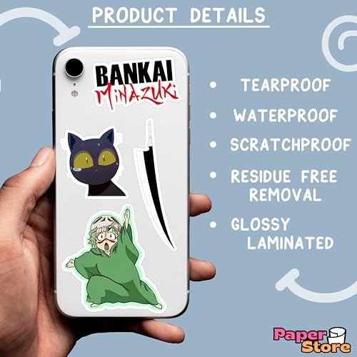 Thepaper9store Paper9store Pack of 75+ Bleach Stickers for Laptop, Phone Case, Guitar, Bike, Pc, Scrapbook etc. Waterproof Glossy Laminated Residue Free Anime Stickers - Image 4