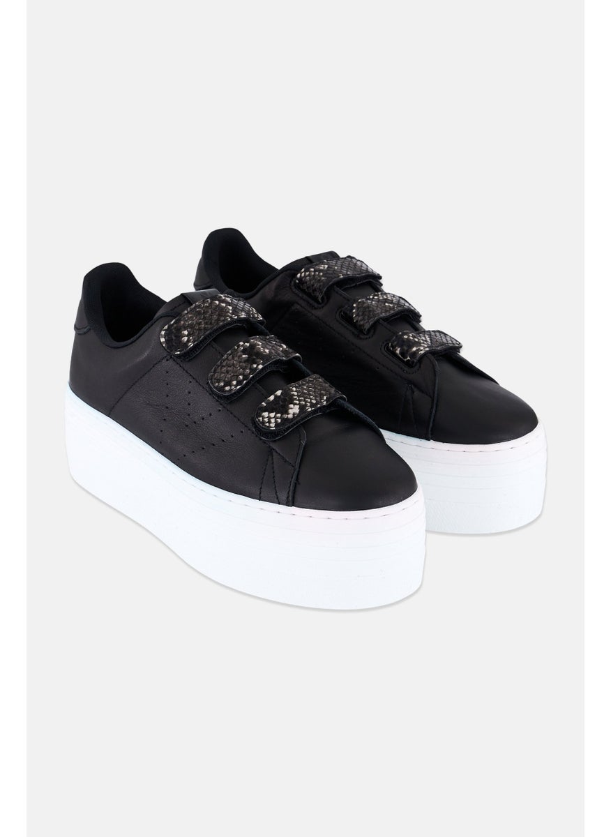Victoria Women Velcro Platform Casual Shoes, Black  - Image 1