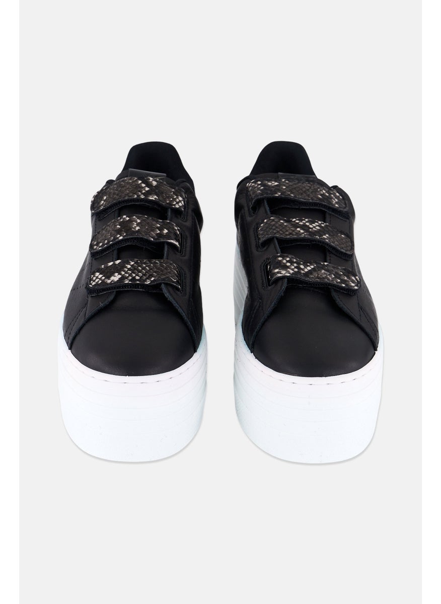 Victoria Women Velcro Platform Casual Shoes, Black  - Image 4