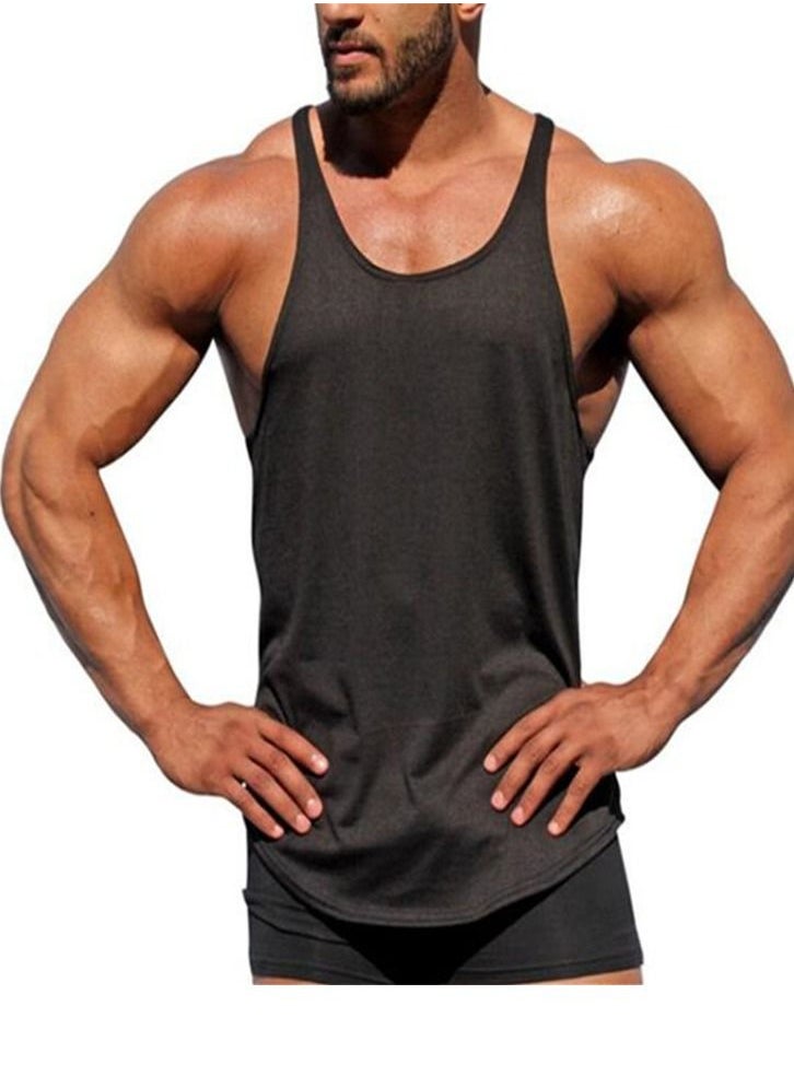 Loquat Solid Color Thin Belt Sports Vest Black  - Image 1