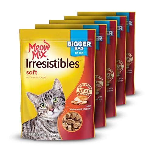Meow Mix Irresistibles Soft Cat Treats White Meat Chicken 12 Ounce Pack of 5