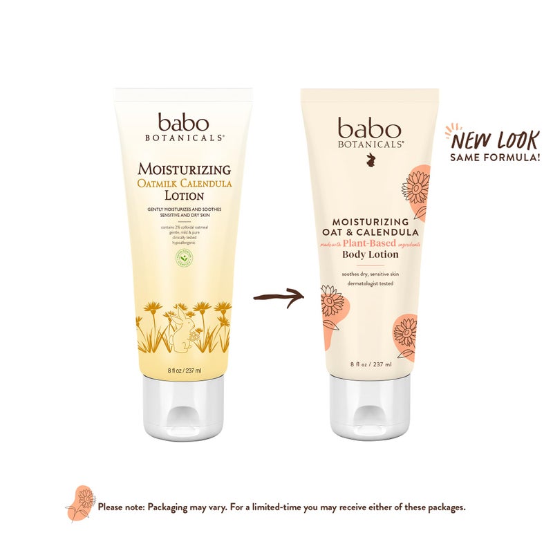 Babo Botanicals Moisturizing Oat & Calendula Body Lotion - For Dry or Sensitive Skin - For all ages - Vegan - Lightly Scented - 2-Pack - Image 2