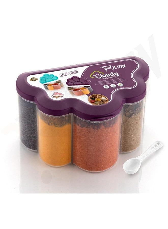 RILION Cloudy Multipurpose Masala Box Container Purple Kitchen Storage Box, 6 in 1 Plastic Box for Storage, BPA Free Kitchen Containers for Cooking Essentials, Stackable Storage and Containers - Image 1