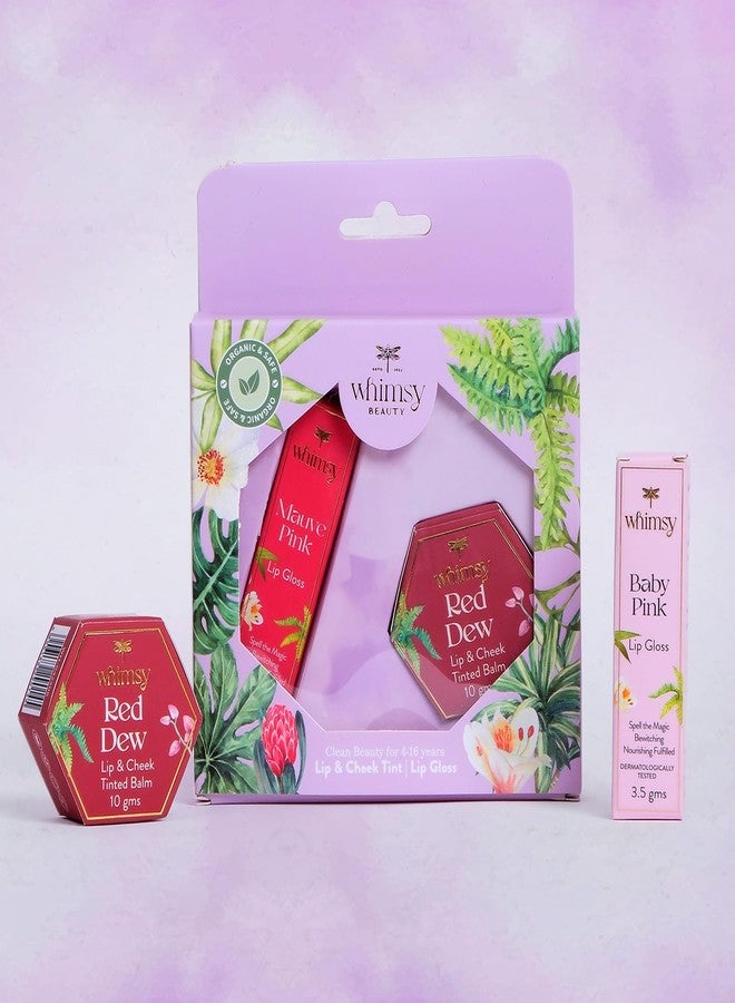 ويمسي مجموعة ألوان شفاه عضوية من قطعتين من ويمسي بيوتي للبنات | أحمر شفاه سائل آمن | ملمع شفاه للبنات الصغيرات | مرطب ومغذي للشفاه والخدود، ملمع شفاه غير لزج وخفيف الوزن | أحمر شفاه للبنات - Image 1