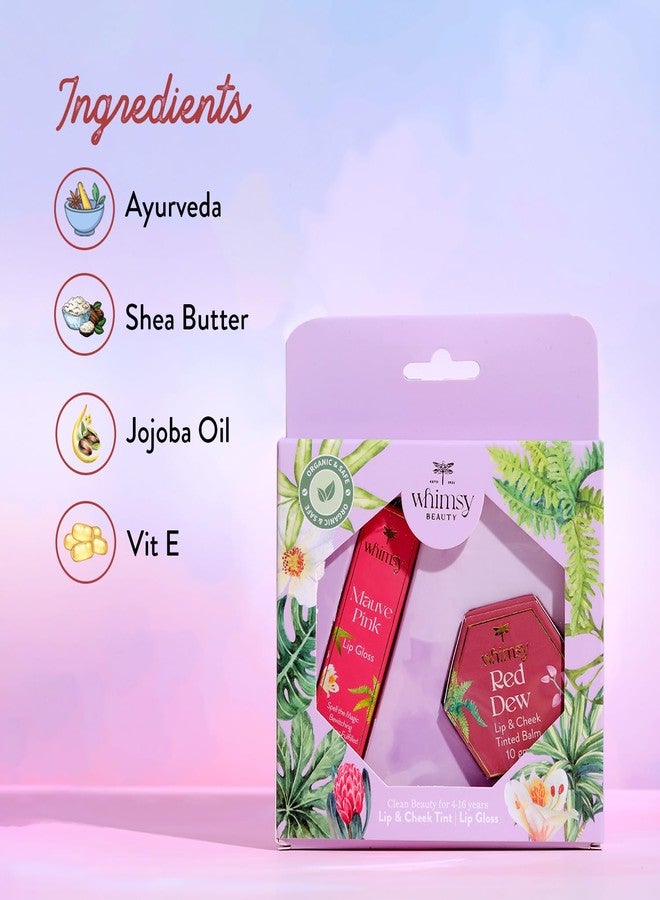 ويمسي مجموعة ألوان شفاه عضوية من قطعتين من ويمسي بيوتي للبنات | أحمر شفاه سائل آمن | ملمع شفاه للبنات الصغيرات | مرطب ومغذي للشفاه والخدود، ملمع شفاه غير لزج وخفيف الوزن | أحمر شفاه للبنات - Image 2