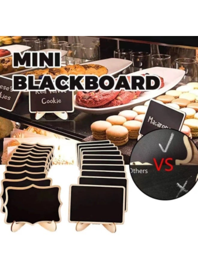 Mini Chalkboard Signs, 20 Pack Framed Small Chalk Board Food Labels with Easel Stand for Party Buffet or Wedding Celebration, Wooden Blackboard as Place Cards for Table Setting or Numbers - Image 1