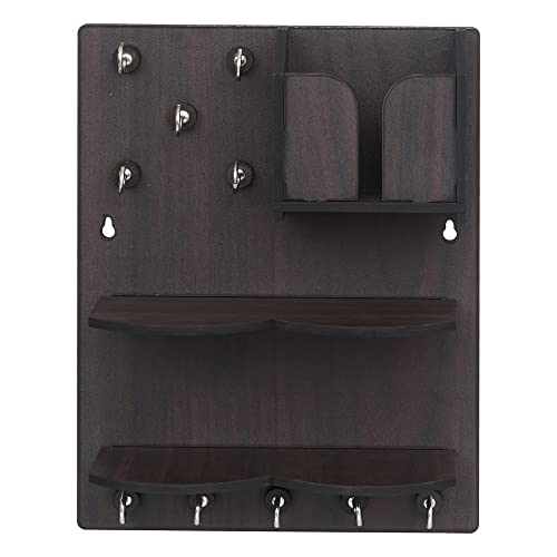 Webelkart Premium Key Chain Hanging Board/Wall Hanging Key Holder with Mobile Charging Stand (11.5 Inches, 10 Hooks), Wood - Image 3