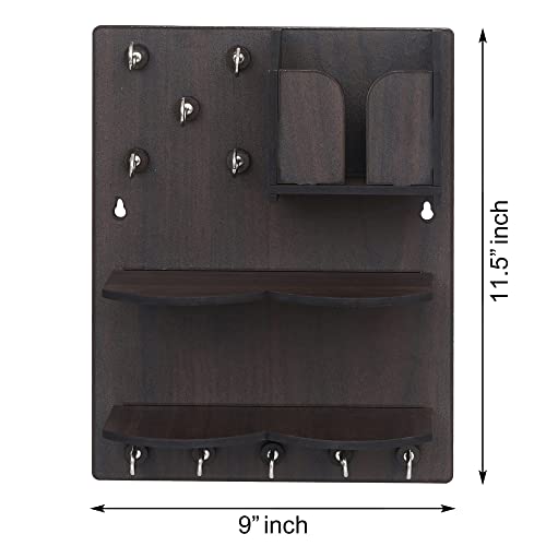 Webelkart Premium Key Chain Hanging Board/Wall Hanging Key Holder with Mobile Charging Stand (11.5 Inches, 10 Hooks), Wood - Image 5