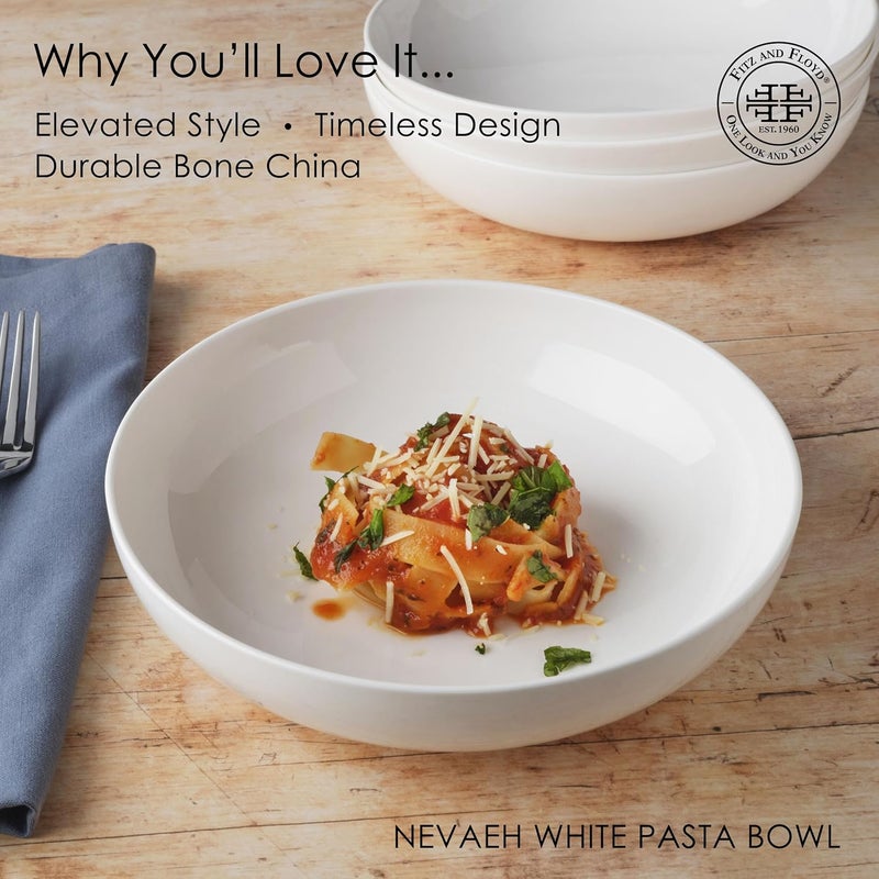 Everyday White by Fitz and Floyd Nevaeh Pasta Bowl Set of 4 - Image 4