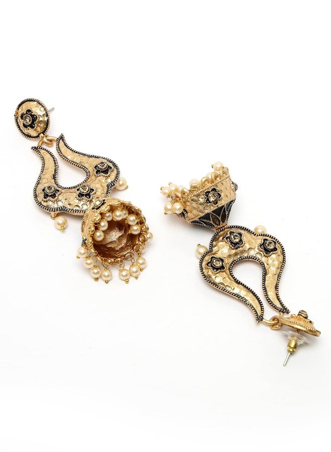 ADIVA Antique Gold-Plated Handcrafted Shri Krishna Temple Drop Earrings Set for women, Traditional Stylish Jhumka for Girls Party, Wedding, Festive - Image 5