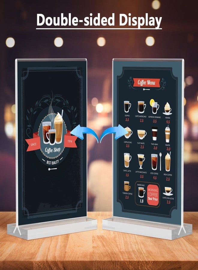 MaxGear 5x7 Acrylic Sign Holder 12 Pack, Double Sided Display Stand, Clear Paper Holder Picture Frame, Plastic Menu Stand Photo Frame for Stores, Restaurants, Hotels, Office - Image 4