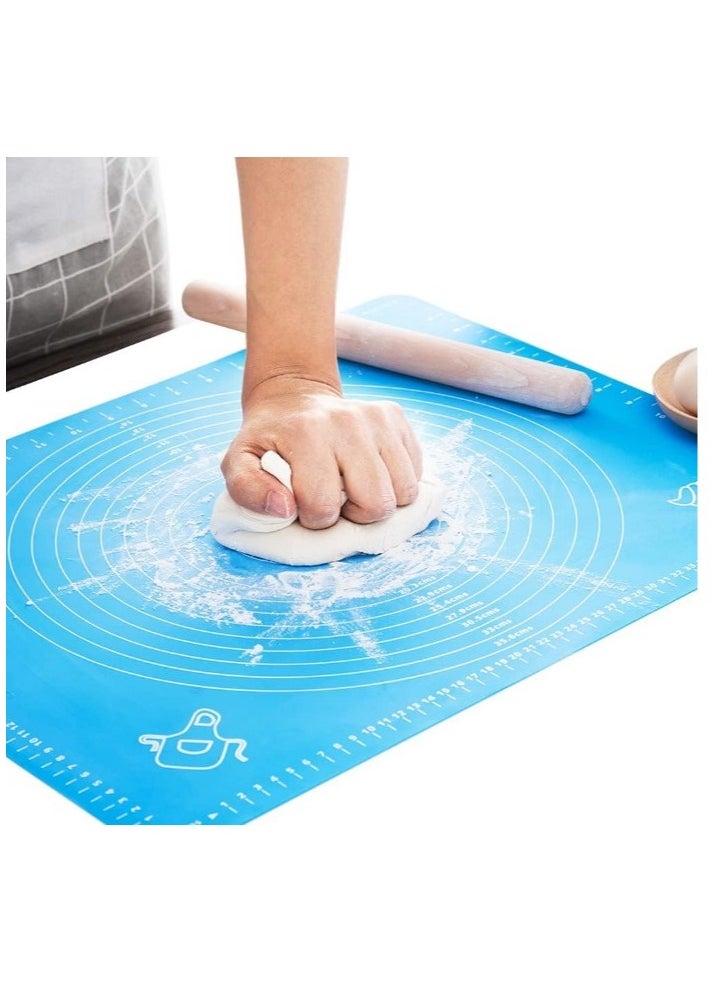 Generic Large Non-Stick Reusable Silicone Dough Mat contain a scale 43 x 35 cm and total dimensions 50 × 40 cm - Non-Slip Silicone Mat for Rolling Pizza, Pastries, and Fondant with Printed Measurements - Multi-Colored (Comes in Random Color) - Heat-Resistant Baking and Cooking Silicone Mat for Pastries, Pizza, and Baking - Thick Silicone Pastry Mat with Accurate Measurements for Dough Rolling and Surface Protection - Food-Grade Safe, Heat-Resistant Non-Stick Silicone Mat for Fondant, Bread, Pies, and Baking - Ideal for Kitchen Use as Oven Liner or Dough-Rolling Surface  - Image 1