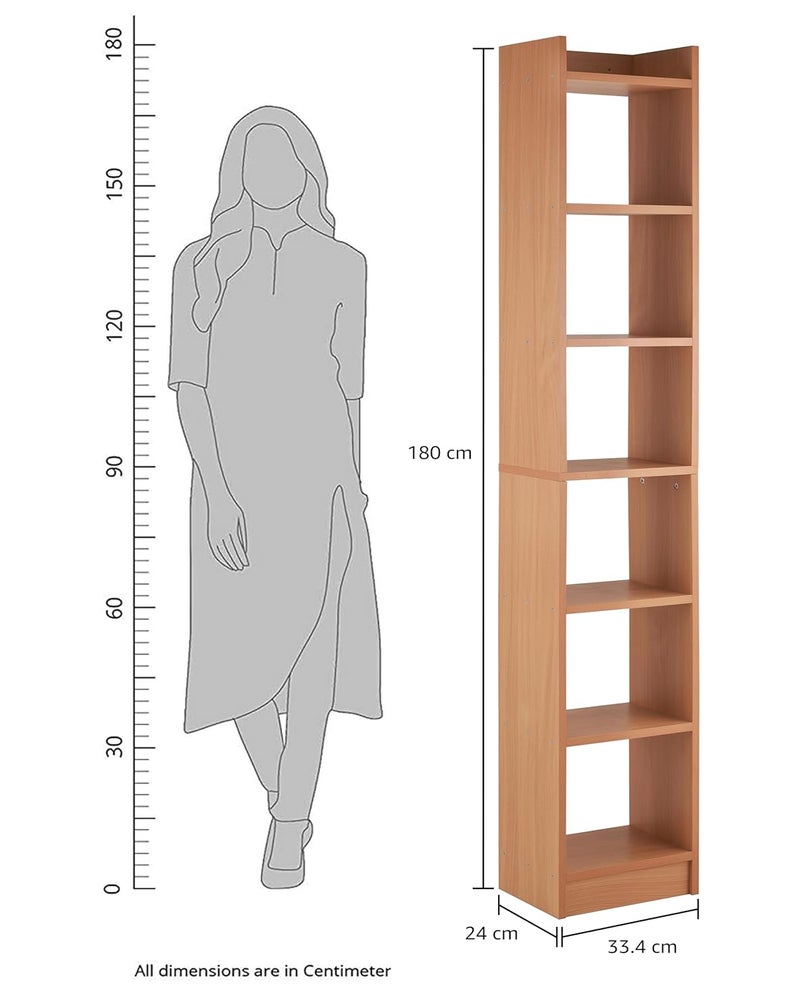 Brand - Solimo Solimo 6 Layer Engineered Wood Bookshelf Multipurpose Home Decor Storage Rack Showcase Organizer for Living Room Kitchen Bedroom Office Brown - Image 2